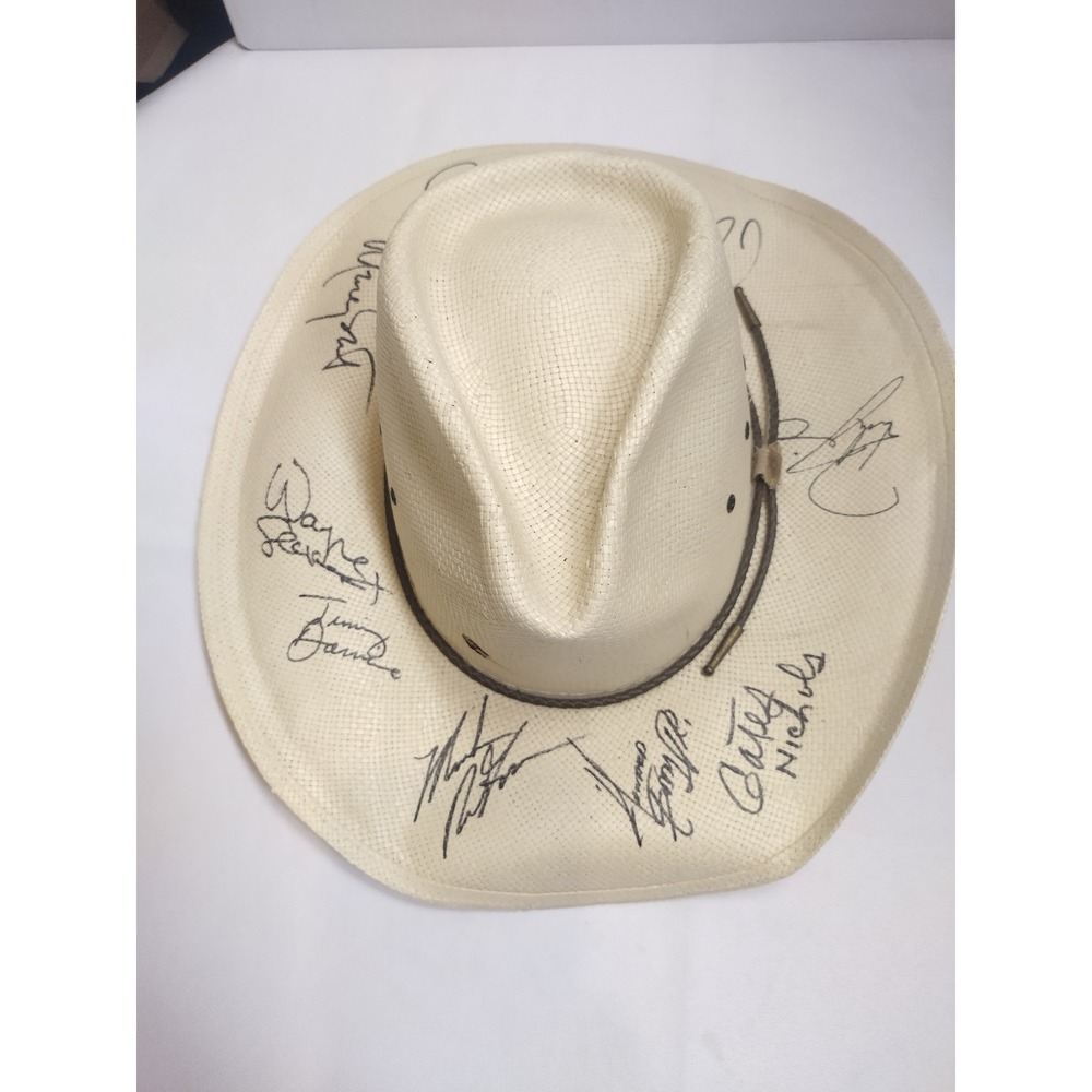 Charlie 1 Horse Straw Cowboy Hat Signed Autographed Western 7 3/8 USA Made
